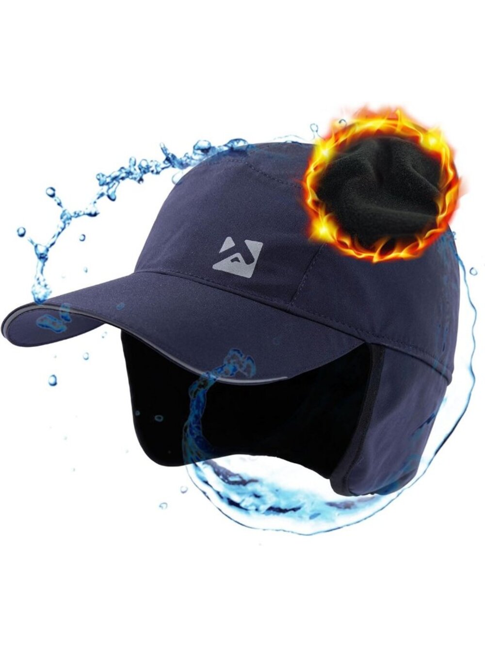 Men's Oversized Waterproof Winter Baseball Cap with Fleece Earflaps - Cold